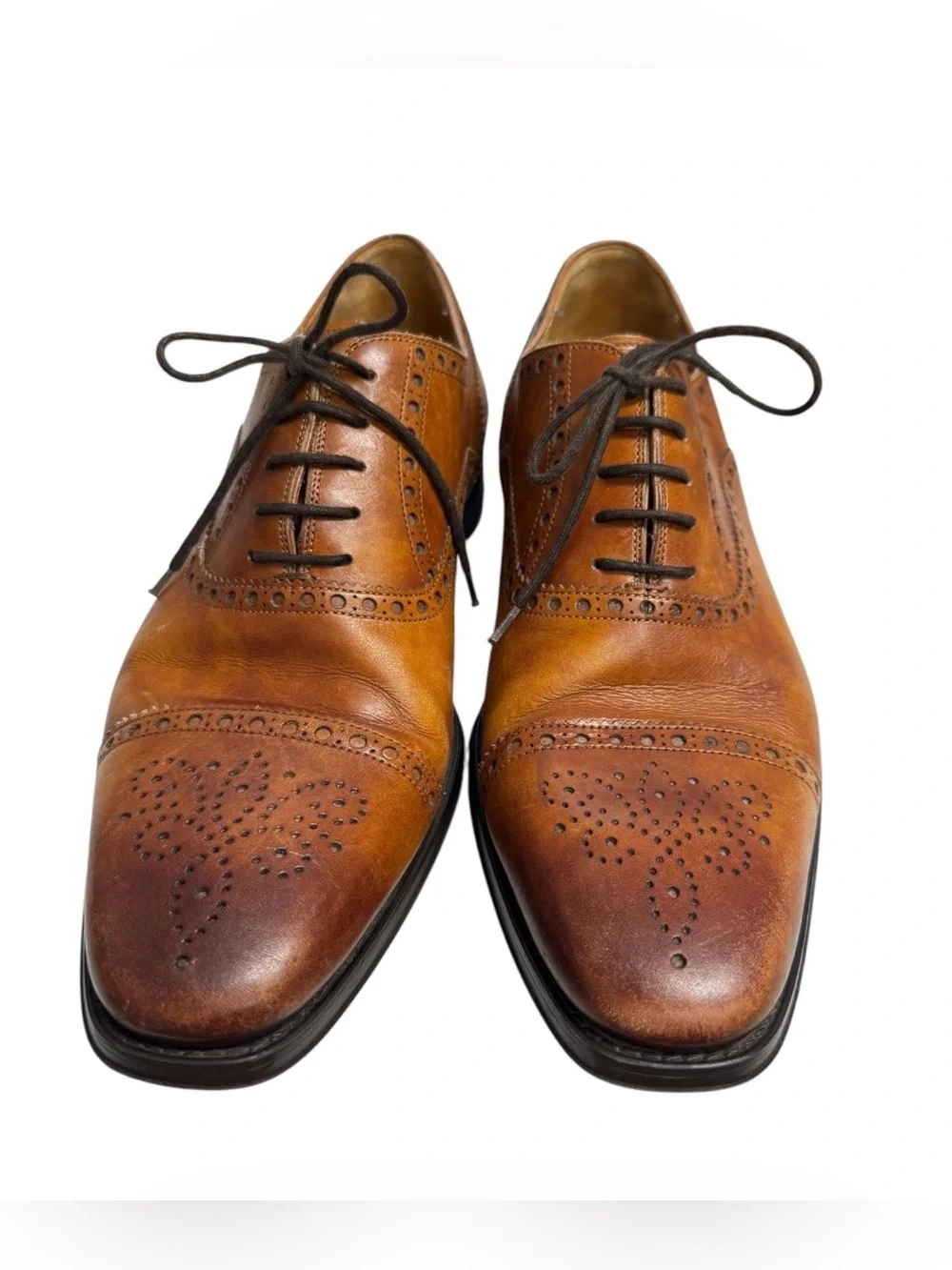 Maganni Cieza Classic Men's Brown Leather Brogue Oxford Shoes Size 10M